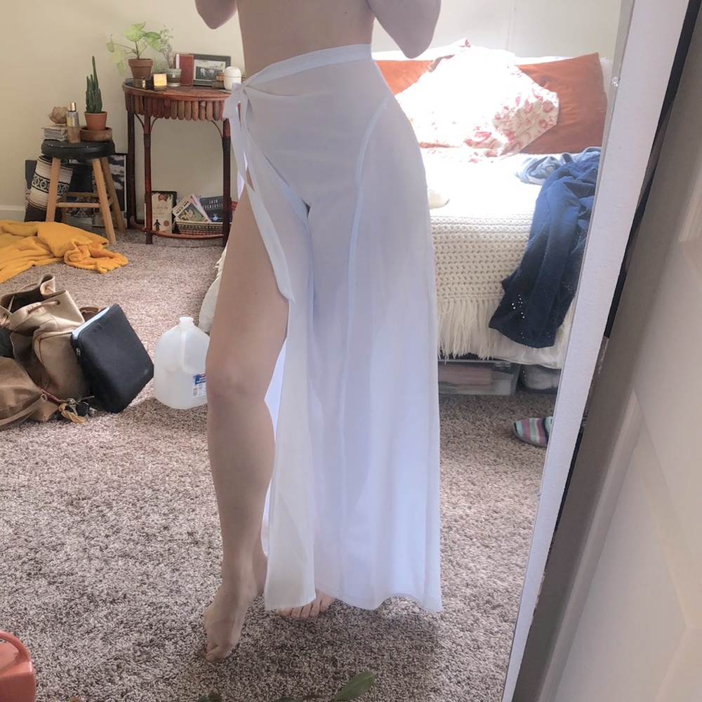 Nasty Gal white beach cover up split skirt sheer